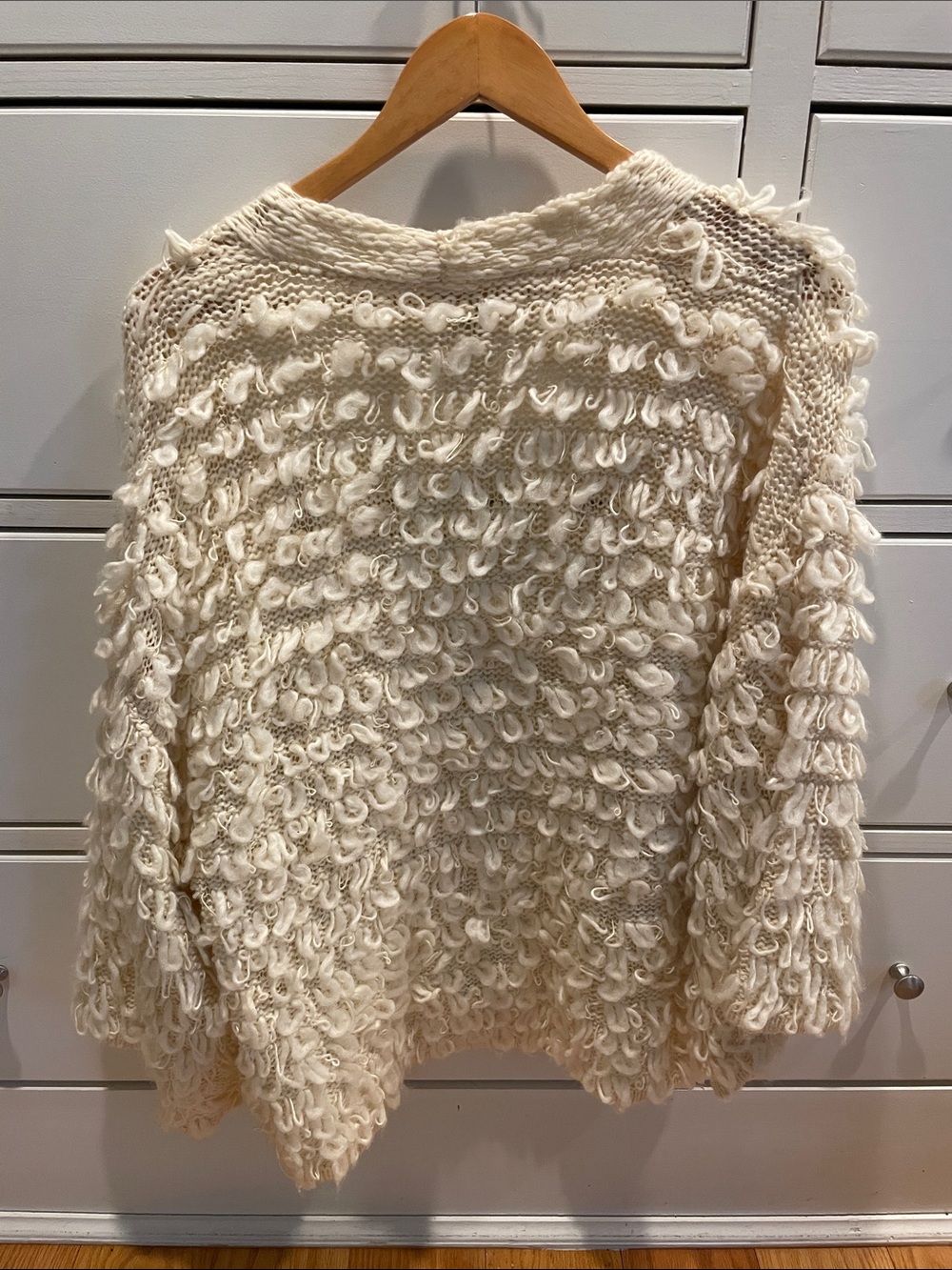 Akemi + Kin Open-Front Cream Loop-Textured Cardigan Sweater - Picture 3 of 3
